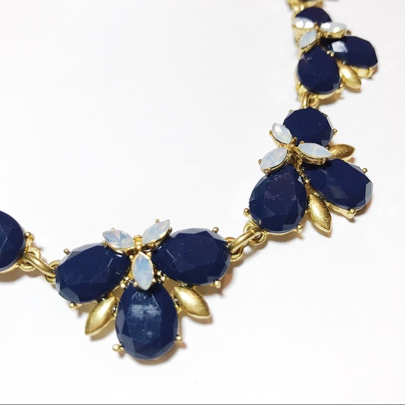 J.Crew Navy Flower Statement Necklace - Picture 2 of 6